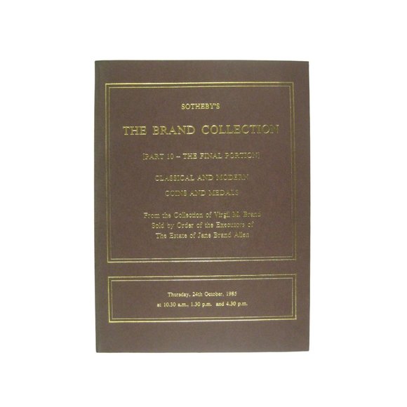 Sotheby's Auction Catalog Brand Collection Part 10 ONLY Coins Medal 1985 October - Picture 1 of 8